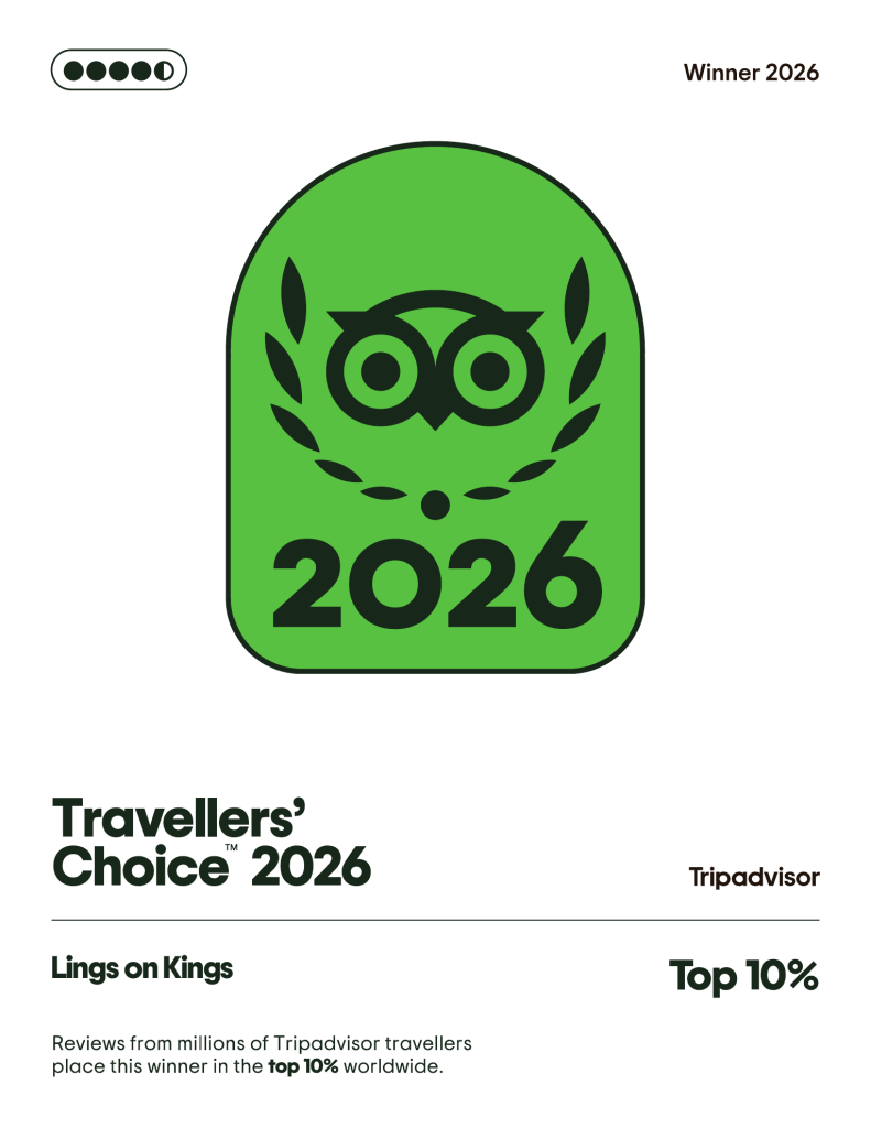 Lings on Kings Tripadvisor Travellers’ Choice 2026 award certificate — top 10% worldwide